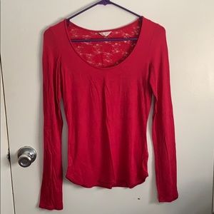 Burgundy Aeropostale long sleeve laced back shirt